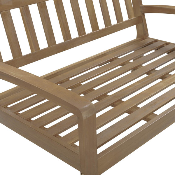 English Elm 2-piece Outdoor Acacia Wood Loveseat Set with Water-resistant Cushions for Patio Decks 57976.00SETFGRY_57976.00SETCUSH-REDSKIN