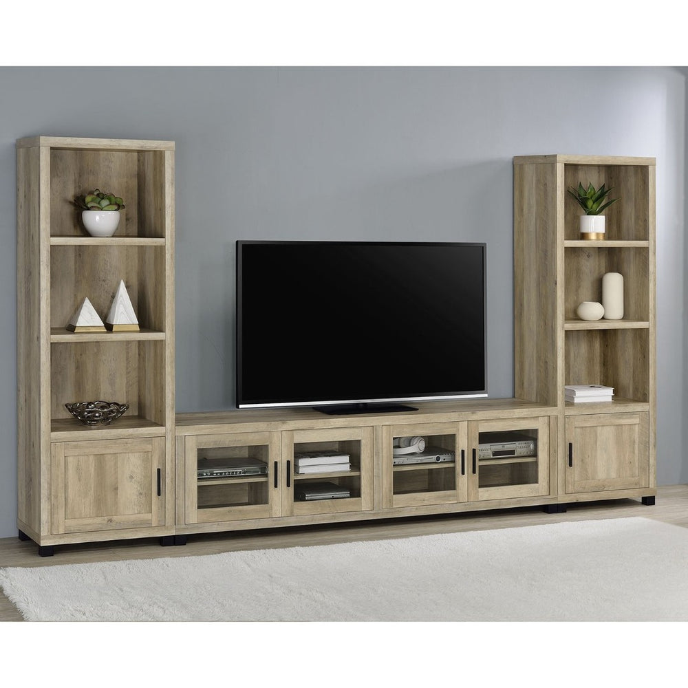 English Elm Arnaud Matte Black 3 Piece Entertainment Center with Media Towers for Living Room B062S01766