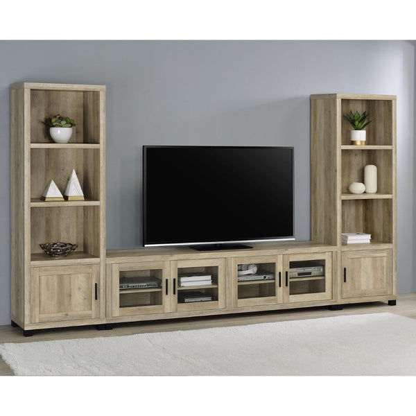 English Elm Arnaud Matte Black 3 Piece Entertainment Center with Media Towers for Living Room B062S01766