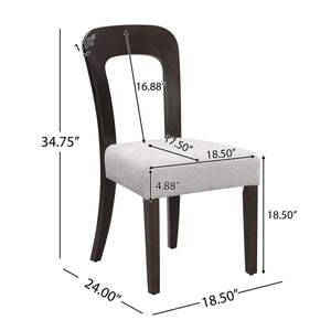 English Elm Dining Side Chairs Set of 2 Gray Chenille Upholstered with Rubberwood Legs for Kitchen N779P236958E