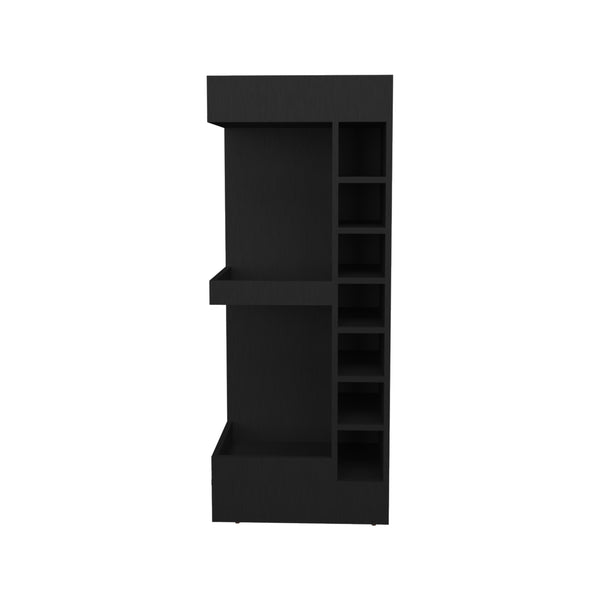 English Elm Lyman Corner Bar Cabinet 46" Tall with 14 Bottle Cubbies, 3-Tier Storage, Open Shelves, Modern Finish Black 32.2 L x 59 W x 12 H B070P254769