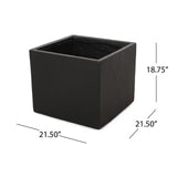 Christopher Knight Home® - Noble House - Ella Outdoor Modern Large Cast Stone Square Planter, Black