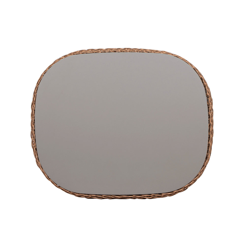 English Elm Jennifer Taylor Home - Willow Oval 40.5" Woven Patio Coffee Table – Golden Brown Wicker, Powder-Coated Aluminum Top, Beige B2719P305702