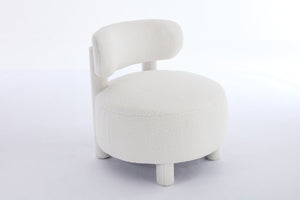 English Elm 063-Teddy Plush Teddy Fabric Armless Accent Chair with 13" Cushion, Wingback Comfort & Solid Wood Legs for Cozy Spaces White W527P308798