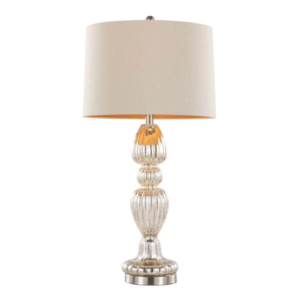 English Elm Spade 30" Contemporary Mercury Glass Table Lamp Set of 2 with Brushed Nickel Accents & Linen Shade B202P224041