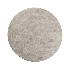 English Elm Marble Round Dining Table with Rustic Oak Base, Stain-Resistant Top, Classic Leg Design, Durable Elegance B016P329994