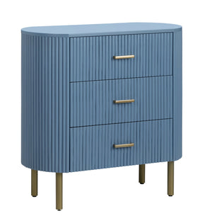 Crestview Collection Denim Blue Fluted Oval Chest: Stylish Storage Solution With Ribbed Panels & Chic Brass Legs Blue Solid Wood Cvfdr1304