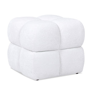 English Elm Jennifer Taylor Home - Pixel Oversized 21" Square Tufted Pouf Ottoman in Almond White Chenille — Plush Seat, Durable Chic B2719P238447