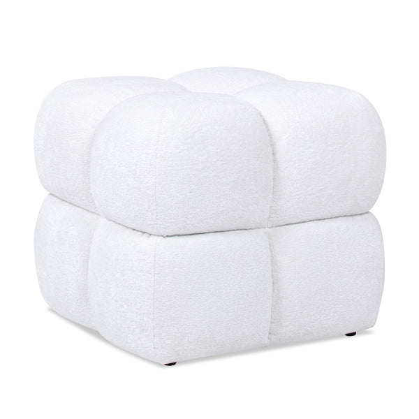 English Elm Jennifer Taylor Home - Pixel Oversized 21" Square Tufted Pouf Ottoman in Almond White Chenille — Plush Seat, Durable Chic B2719P238447