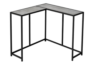 English Elm Accent Table - Stylish L-Shaped Corner Console For Entryway Or Living Room, Grey Laminate & Black Metal B2710P218962