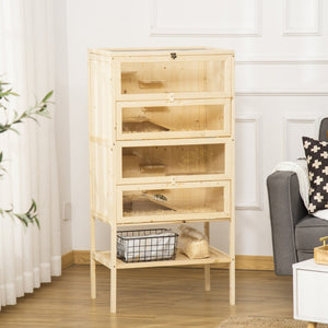 English Elm Pawhut 5-Tier Wooden Hamster Cage - Spacious Multi-Level Habitat With Easy Access And Storage Shelf W2225P217532-GIGA