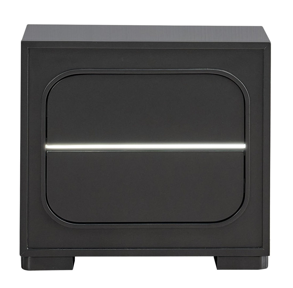 English Elm Milan Contemporary Wood Nightstand with Built in Led Lighting and Wave Sensor Control Wenge B078P497943
