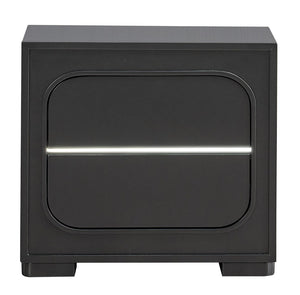 English Elm Milan Contemporary Wood Nightstand with Built in Led Lighting and Wave Sensor Control Wenge B078P497943