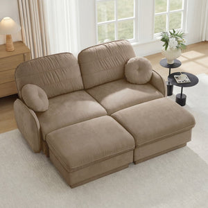 English Elm Chenille Cloud Modular U-shaped Sectional Sofa with Quilted Cushions for Living Room Light Coffee W714S01758