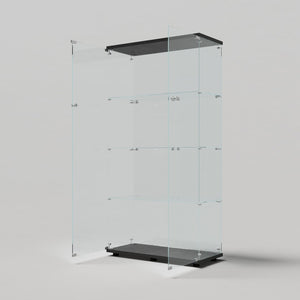 English Elm Tempered Glass Display Cabinet With Multi-Color Led Lights, Lockable Storage, & Adjustable Feet W3155S00001-GIGA