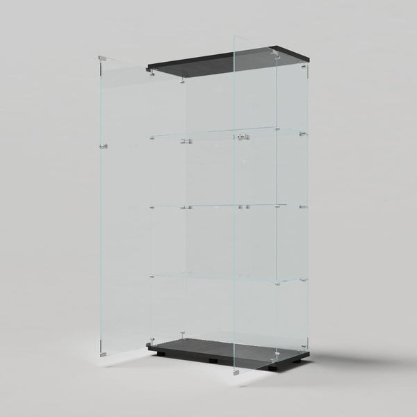 English Elm Tempered Glass Display Cabinet With Multi-Color Led Lights, Lockable Storage, & Adjustable Feet W3155S00001-GIGA