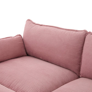 English Elm United We Win Modular Corduroy Sectional with Ottoman Low Profile Living Room Couch Pink W1568S00256
