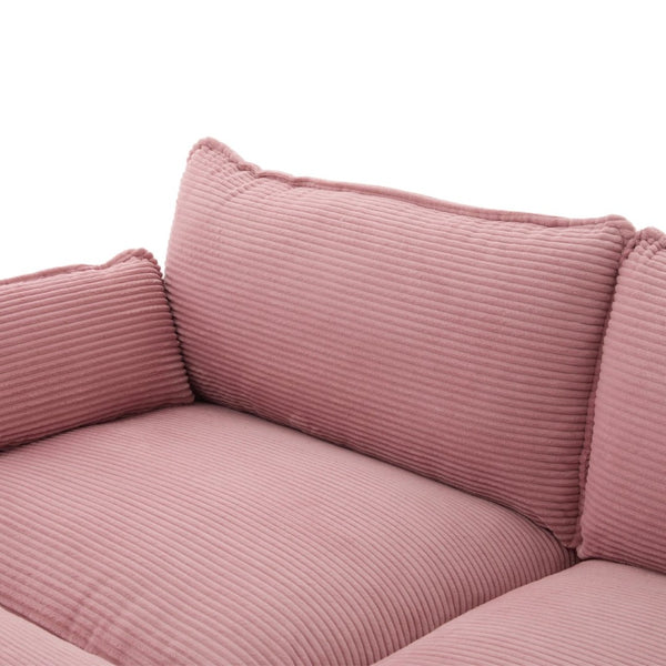 English Elm United We Win Modular Corduroy Sectional with Ottoman Low Profile Living Room Couch Pink W1568S00256