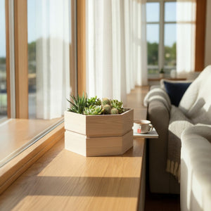 English Elm Hexagon Aluminum Outdoor Planter Sculptural Terrace Pot with Rust Resistant Finish Ash Brown B2755P462203