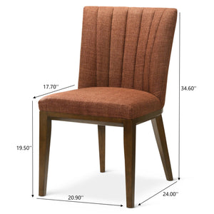 English Elm Ashcroft Furniture - Elmwood Mid-Century Beige Fabric Dining Chair Set of 2 – Solid Wood Frame, Plush Velvet Comfort, Durable Elegance Brown,Burnt Orange B183P232095