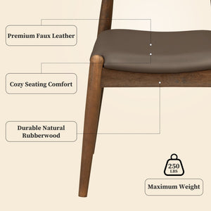 English Elm [video] 5-piece Mid-century Dining Set Rubberwood Frame Faux Leather Ergonomic Chairs Brown,Walnut N759S006011D