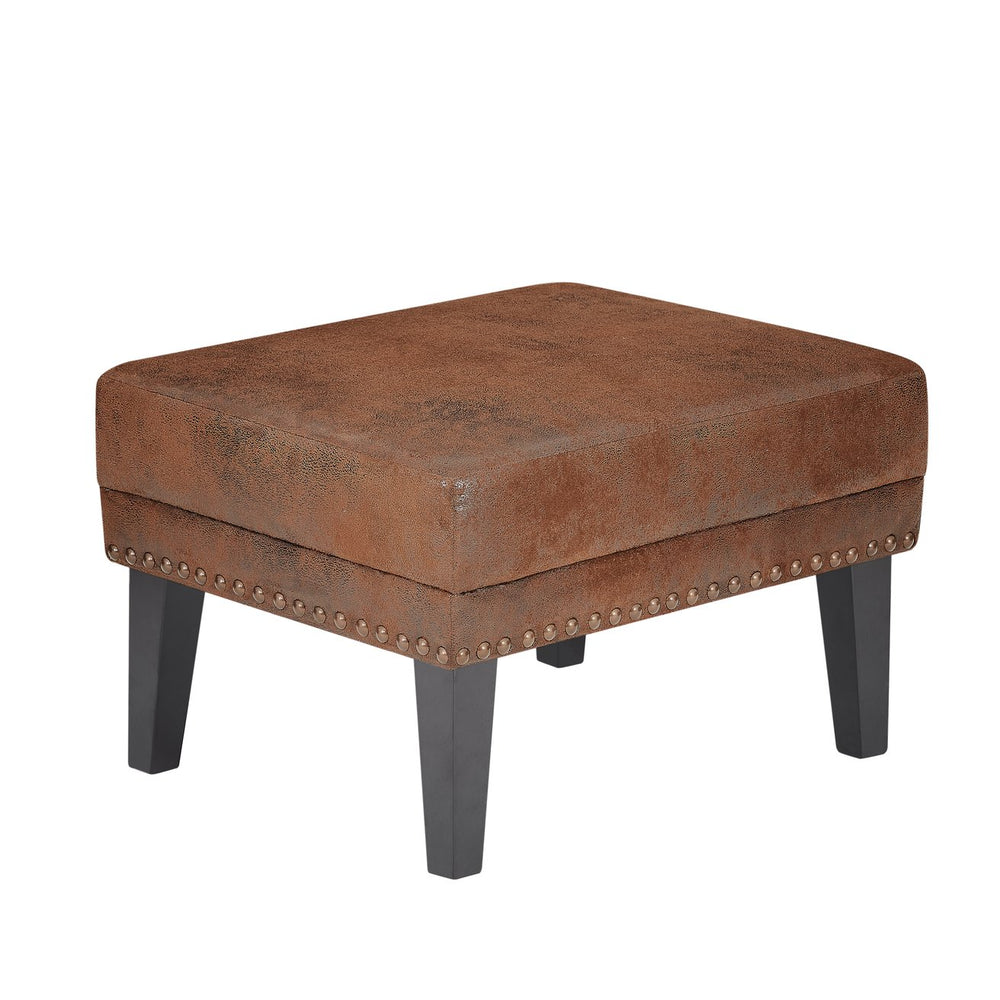 English Elm Christopher Knight Home® - Hi-back Vintage Distressed Lounge Chair with Ottoman - Tufted High-Back Comfort, Nailhead Trim Accent N760S0000046A