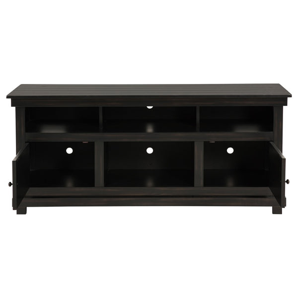 English Elm Castleton Farmhouse Pine Media Console with Six Compartments for Living Room Entertainment Dark Brown B062P448014