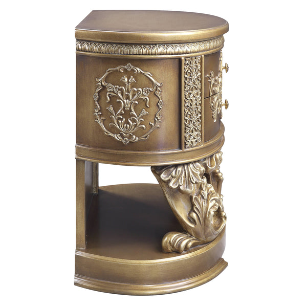 English Elm Brown Brown and Gold 2-Drawer Nightstand Felt-Lined Drawers Smooth Metal Glide Elegant Storage Solution B062P215401