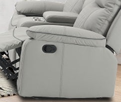 English Elm LOVESEAT, Gray Faux Leather Recliner with Manual Recline, High-Resilience Foam, Modern Design B205P247839