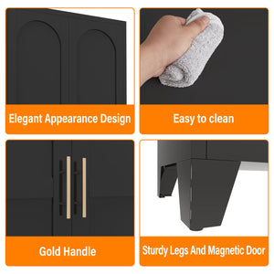 English Elm 71'' Steel 2-Door Locking Cabinet with Adjustable Shelves, Secure Metal Storage for Home Office Black W3387P306308