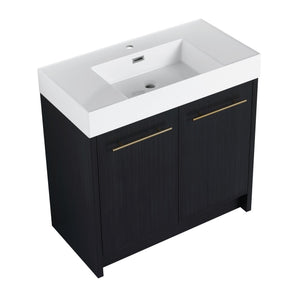 English Elm 36 Inch Freestanding Bathroom Vanity With Resin Sink & Soft-Close Doors – Modern, Durable Design W999S00179