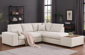 English Elm Joviel Woven Fabric Sectional with Chaise Ottoman Pocket Coil Living Room Sofa Beige B2749S00264