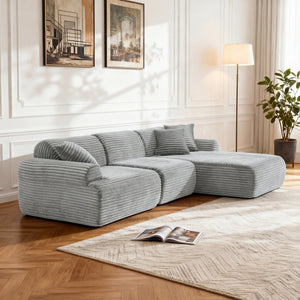 English Elm 105'' Modular Sectional with Woven Upholstery Washable Covers L-shaped Living Room Sofa W3565S00019
