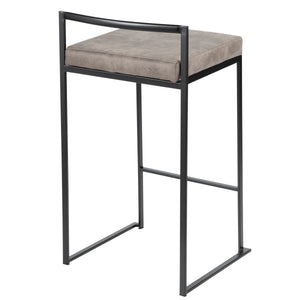 English Elm Fuji Stackable Counter Stools Set Of 2 - Stylish Black Frame & Stone Cowboy Fabric For Modern Homes B202P221921
