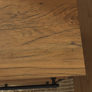 English Elm L-Shaped Desk With Elegant Brown Finish – Versatile Workspace Solution With Ample Storage & Cable Management B356P367765