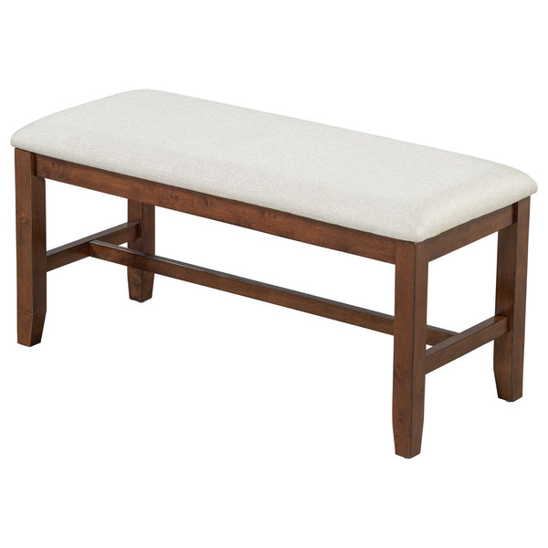 English Elm TOPMAX Solid Wood Extendable Dining Set with 18" Removable Leaf, Bench & 4 Upholstered Chairs, Espresso SP000090AAP