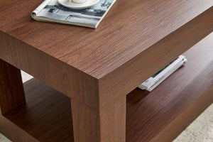 English Elm Modern Two Tier Rectangular Coffee Table with Open Shelf Mdf Frame for Living Rooms W3875P389609