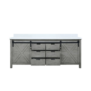 English Elm Ash Grey Double Bath Vanity With Cultured Marble Top - Spacious, Stylish & Soft-Close Drawers, 80 In. B2731P260159