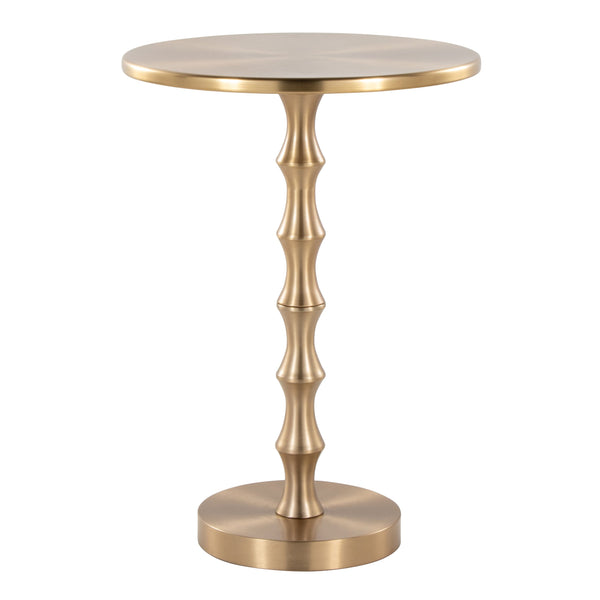 English Elm Bora Contemporary Metal Accent Table with Bamboo-Inspired Pedestal, Sleek Modern End Table, Indoor Use Only Gold B202P223400