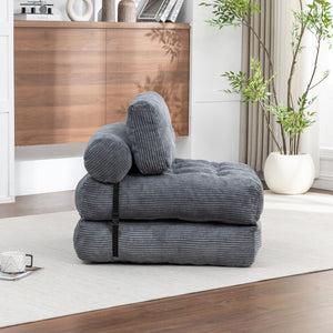 English Elm Folding Floor Sofa Bed Convertible Lounge Chair with Shredded Foam Fill for Bedroom Dark Gray W2200P442794