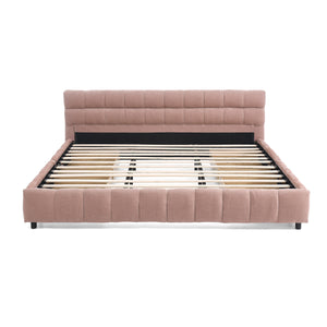 English Elm California King Upholstered Bed Frame - Soft Pink Chenille, Padded Headboard & Hidden Storage Drawers W487P311313