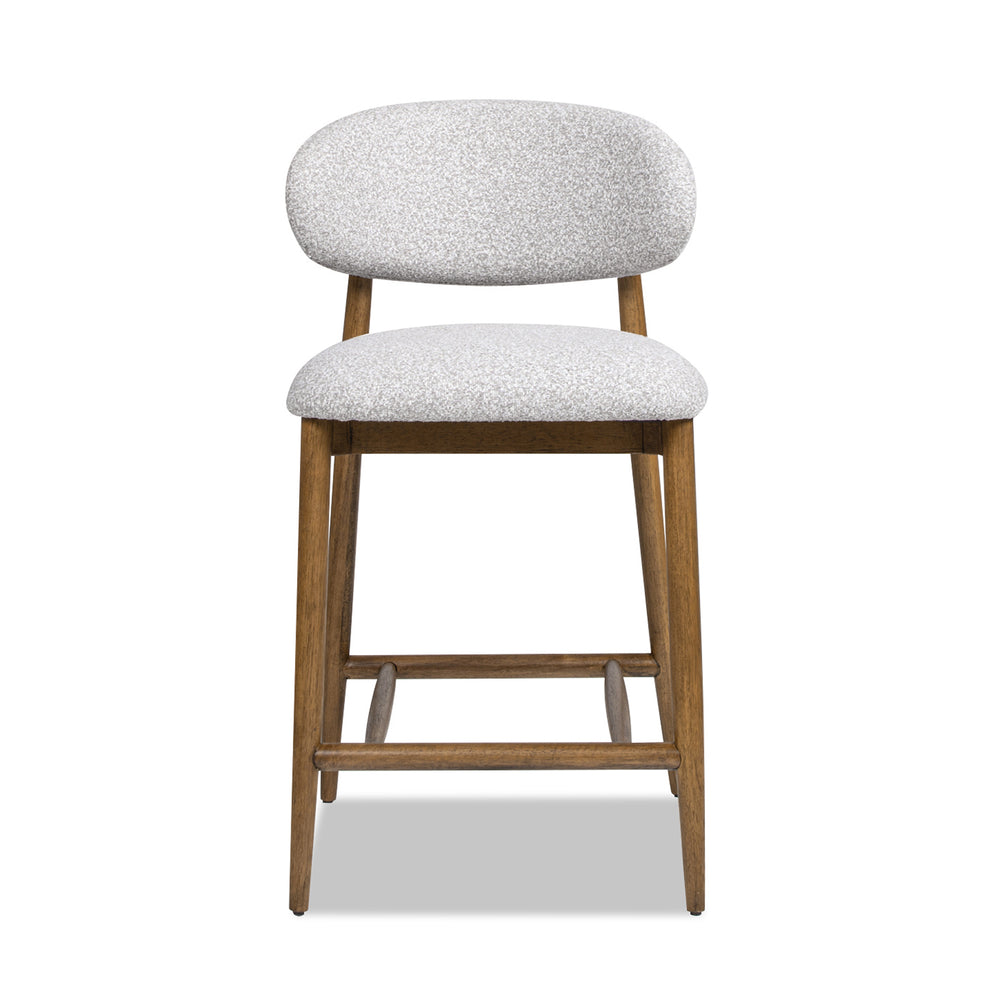 English Elm Jennifer Taylor Home - Locke Sustainable Rubberwood Counter Stool 26.5" Boucle Gray Upholstered Seat Back Modern Design B2719P238400
