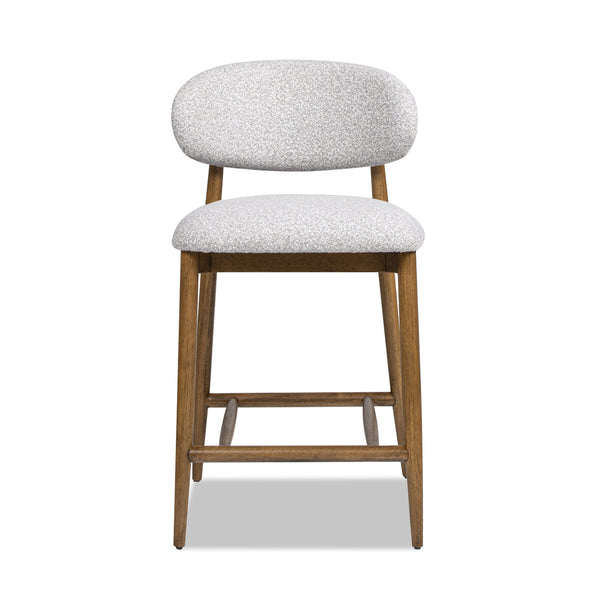 English Elm Jennifer Taylor Home - Locke Sustainable Rubberwood Counter Stool 26.5" Boucle Gray Upholstered Seat Back Modern Design B2719P238400