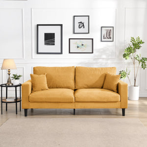English Elm 74" High Resilience three seater Sofa with Corduroy Upholstery, Plush High-Density Cushion, Sturdy Wooden Frame, Stylish Apartment Seating Orange 35.83 L x 31.9 W x 12.6 H W2297P264469