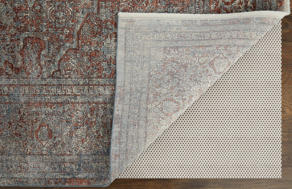 Feizy Rugs Marquette Medallion Rug – Elegant Power-loomed Design, Stain-resistant, Easy Care For High Traffic Areas Blue,Red,Gray Polyester,Acrylic Mrq39gvfblumlth07