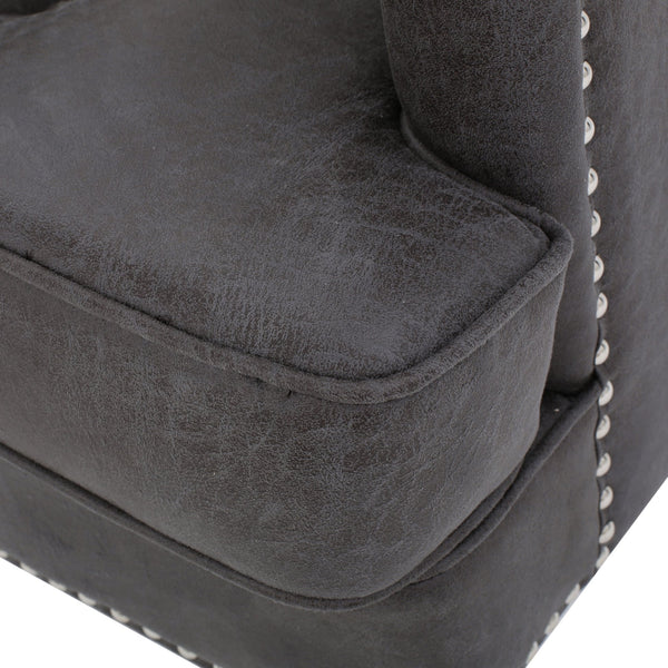 English Elm Christopher Knight Home® - HARRISON Tufted Club Chair with Diamond-Stitched Back, Nailhead Trim and Turned Birch Legs for Comfort and Style Slate 53444.00MFSLA