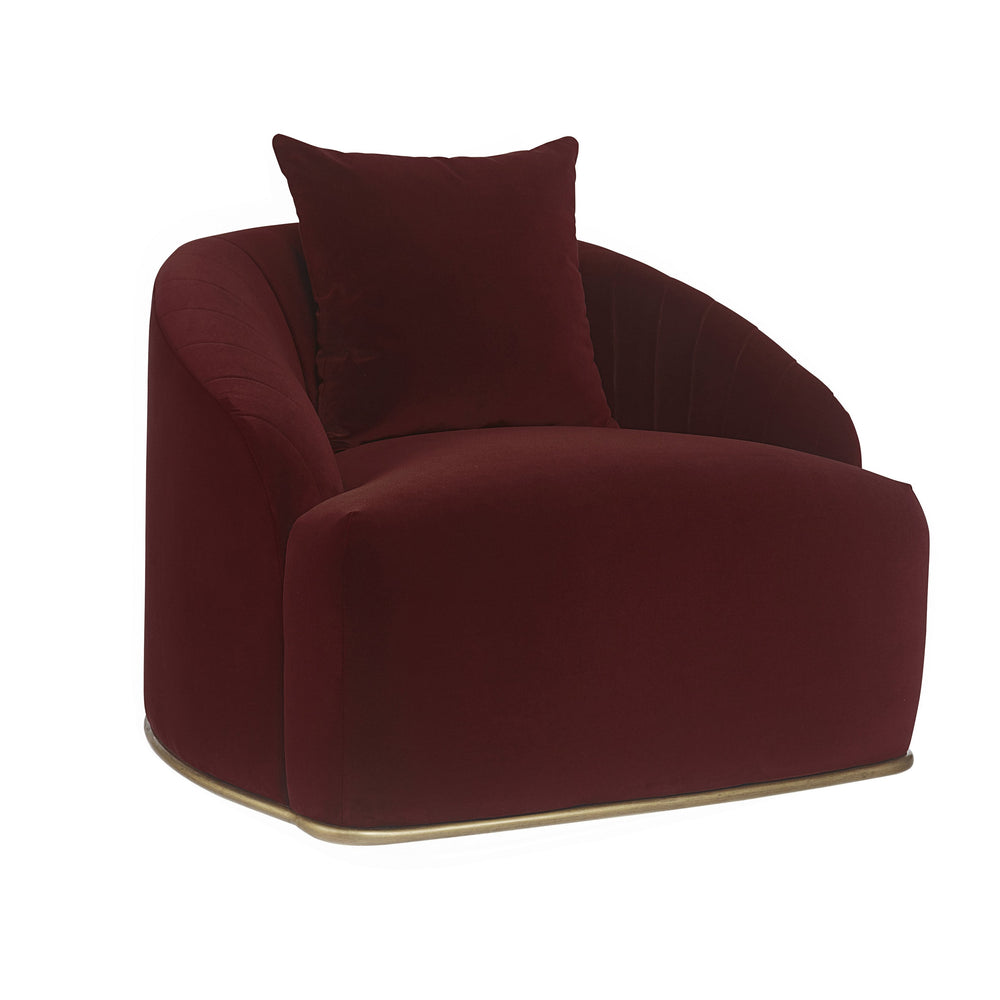 Sunpan Astrid Armchair - Luxurious Velvet Tufted Design with Antique Brass Frame for Elegant Living Spaces Merlot