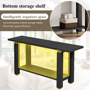 English Elm U_Style 62.9" Modern Minimalist Console Table With Solid Wood & Metal Accents, Ideal For Entryways N711P289140B-GIGA