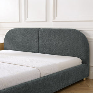 English Elm King Platform Bed Fully Upholstered in Plush Chenille with Low Profile Modern Frame Dark Gray W487S00474