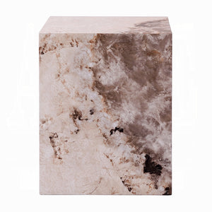 English Elm Modern Luxury Square End Table Engineered Stone Finish ECC Waterproof Heat & Stain Resistant Chic Centerpiece Antique White 19.25 L x 19 W x 24 H B2741P333942